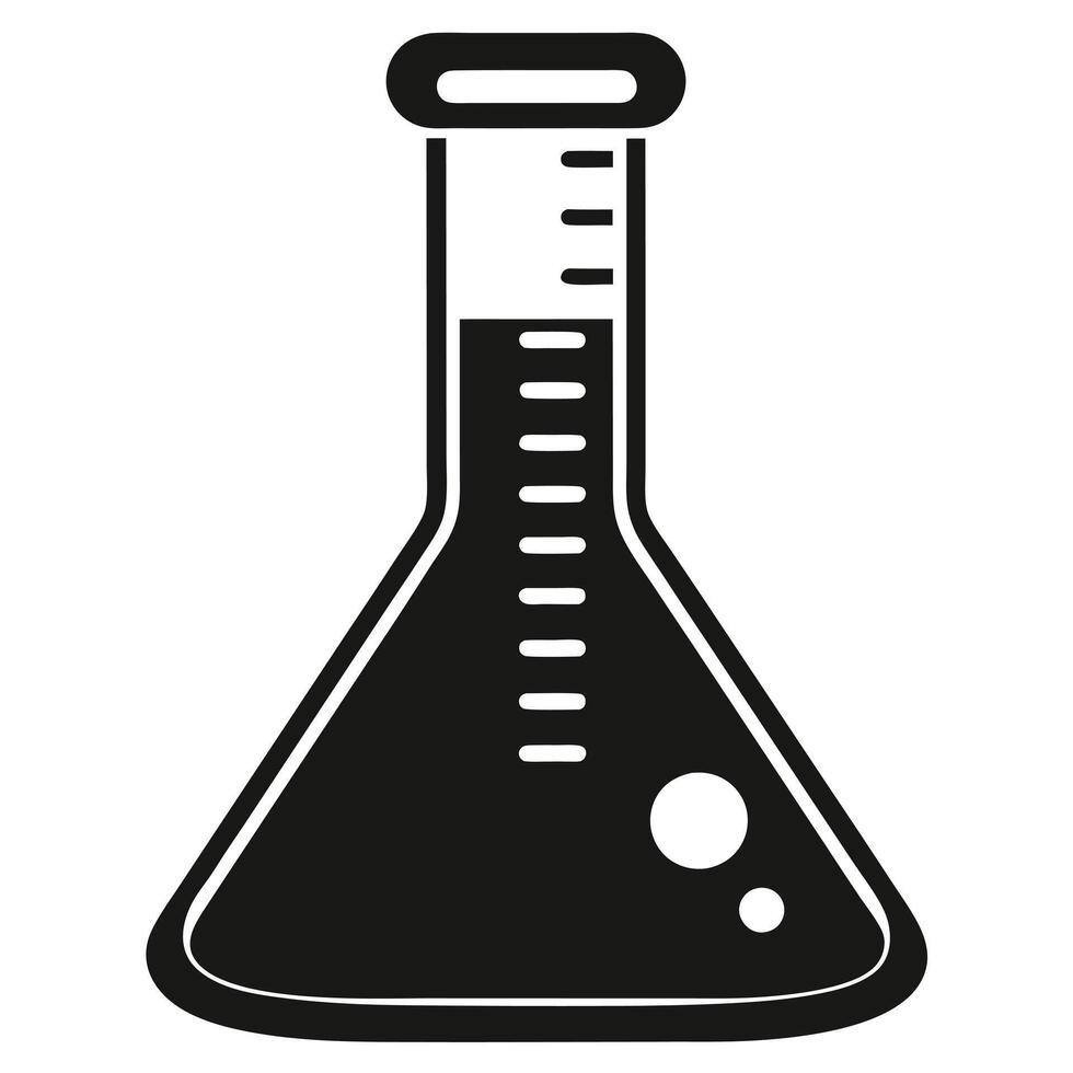Measuring Flask Icon Silhouette on White Transparent Background vector