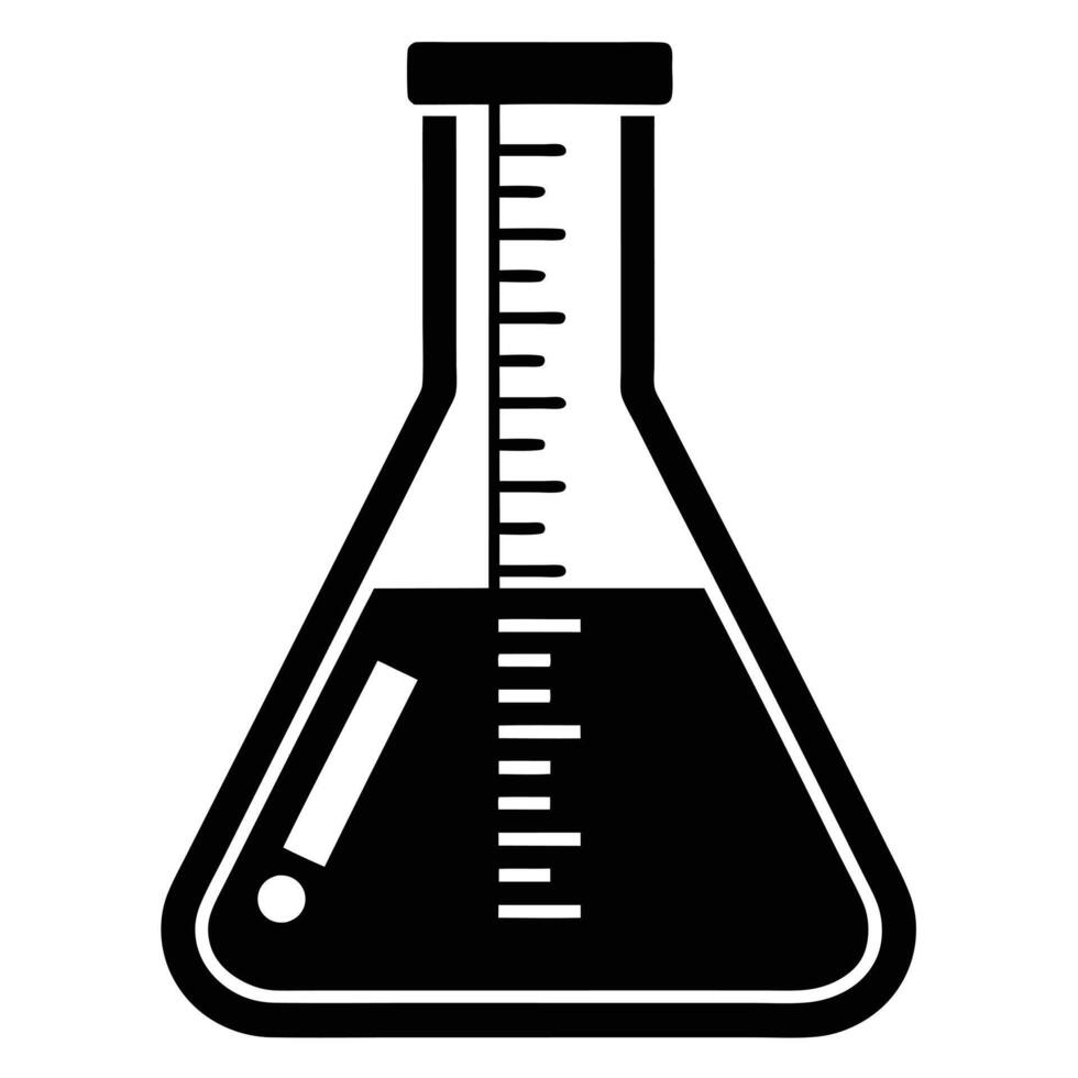 Measuring Flask Icon Silhouette on White Transparent Background vector