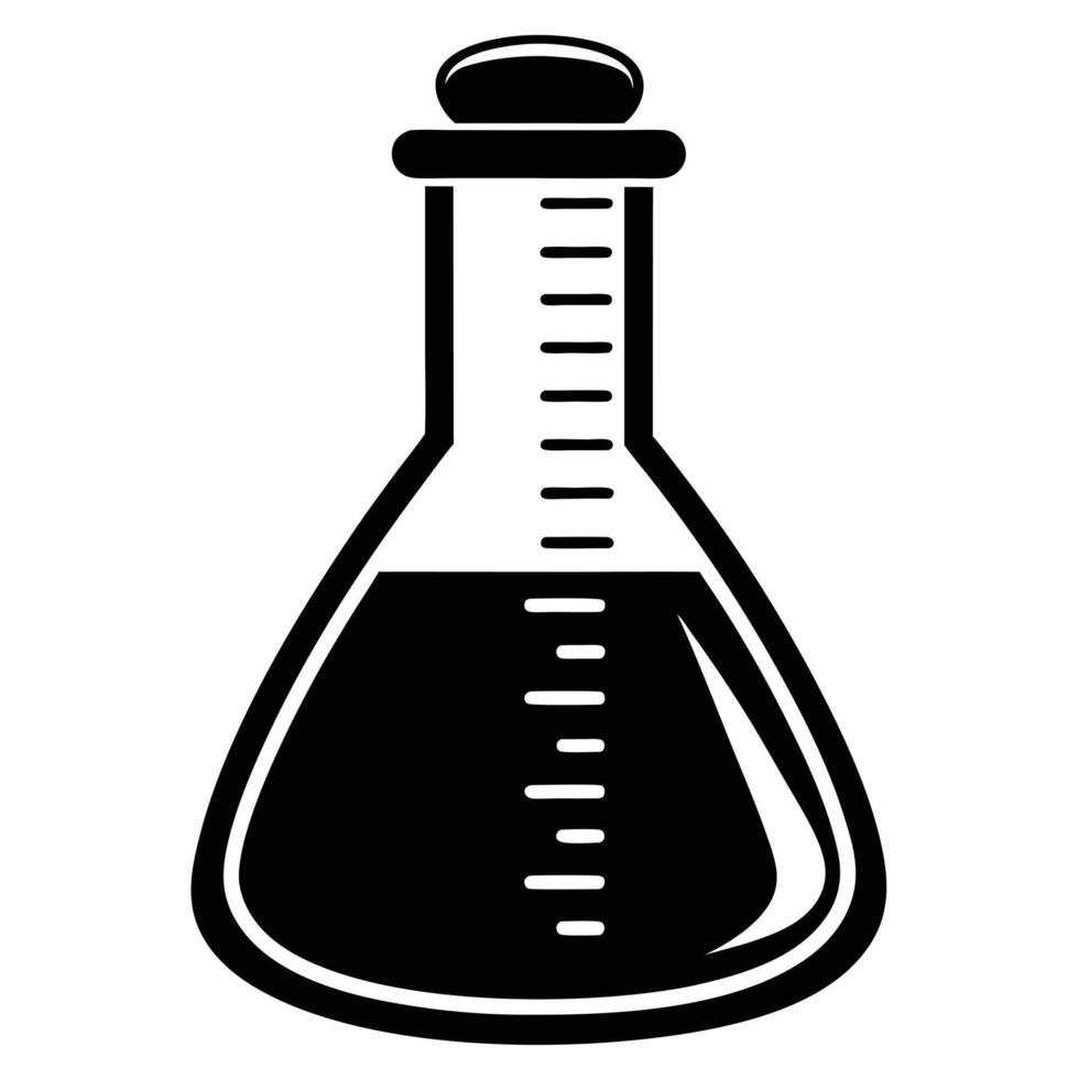 Measuring Flask Icon Silhouette on White Transparent Background vector