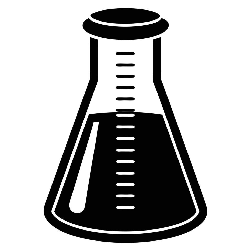 Measuring Flask Icon Silhouette on White Transparent Background vector