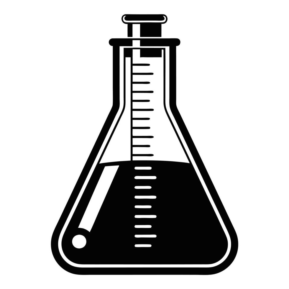 Measuring Flask Icon Silhouette on White Transparent Background vector
