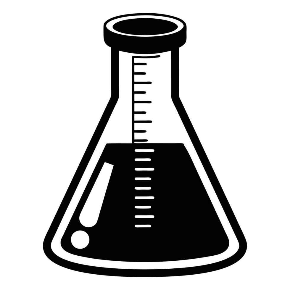 Measuring Flask Icon Silhouette on White Transparent Background vector