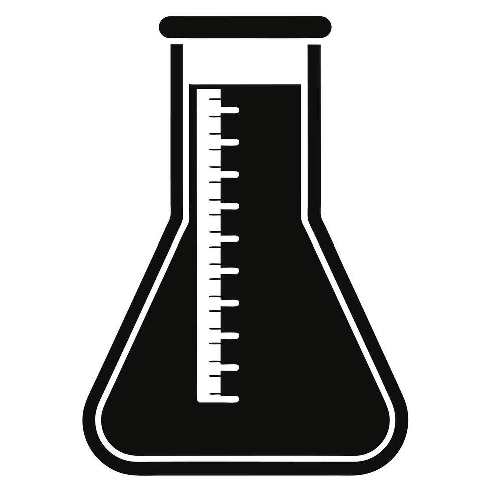 Measuring Flask Icon Silhouette on White Transparent Background vector