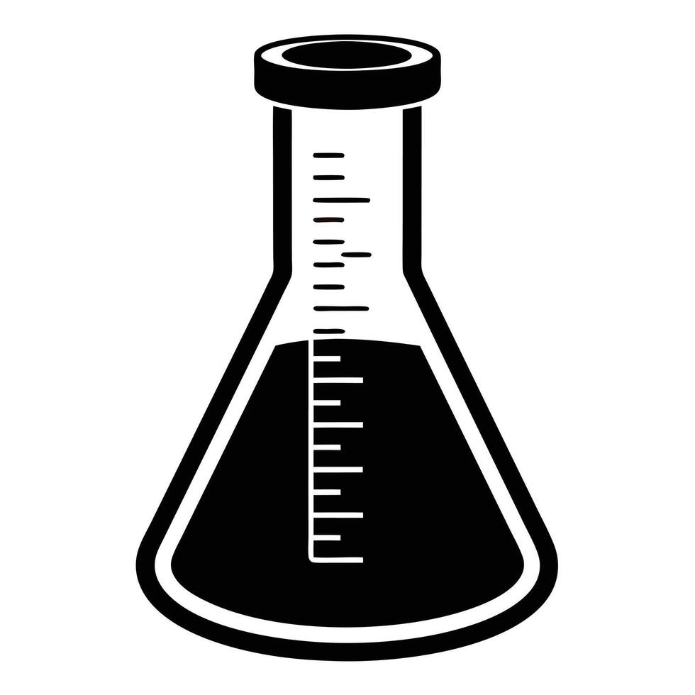 Measuring Flask Icon Silhouette on White Transparent Background vector