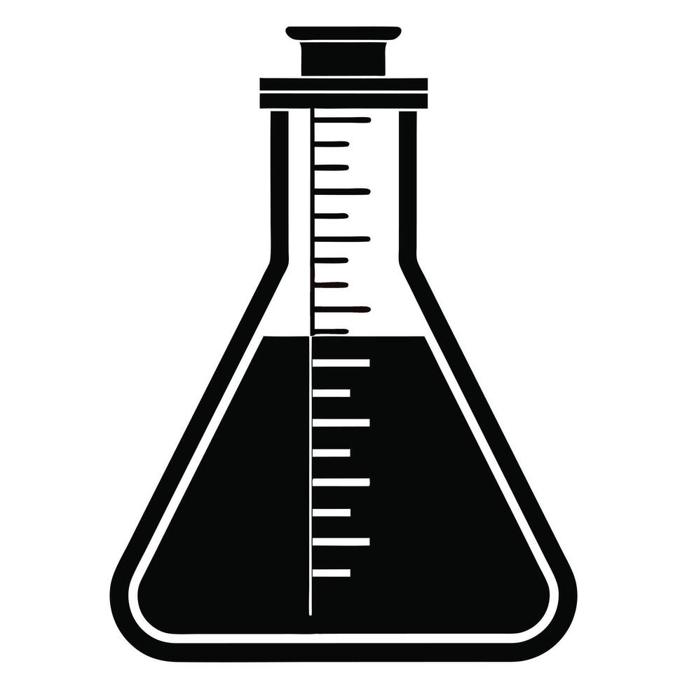Measuring Flask Icon Silhouette on White Transparent Background vector