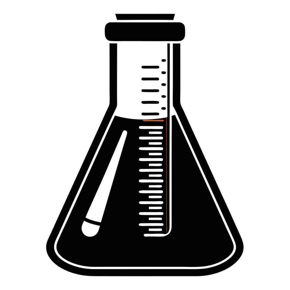 Measuring Flask Icon Silhouette on White Transparent Background vector