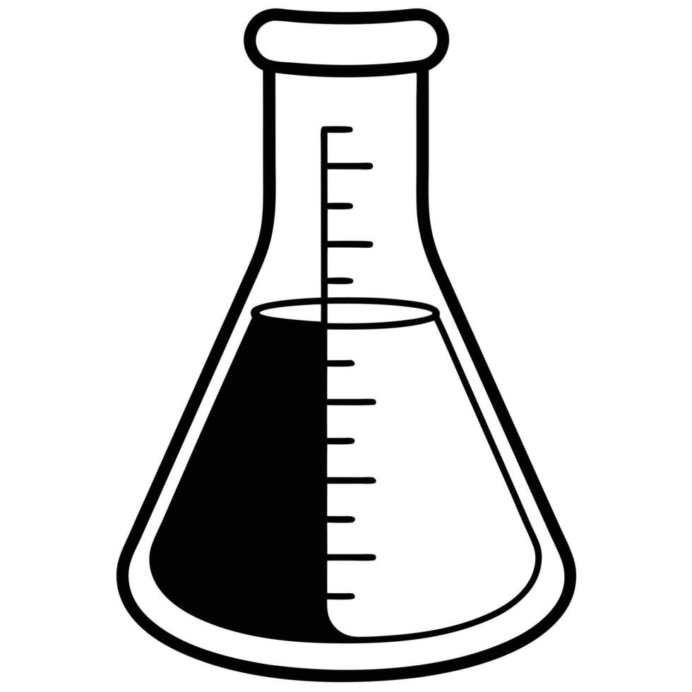 Measuring Flask Icon Silhouette on White Transparent Background vector