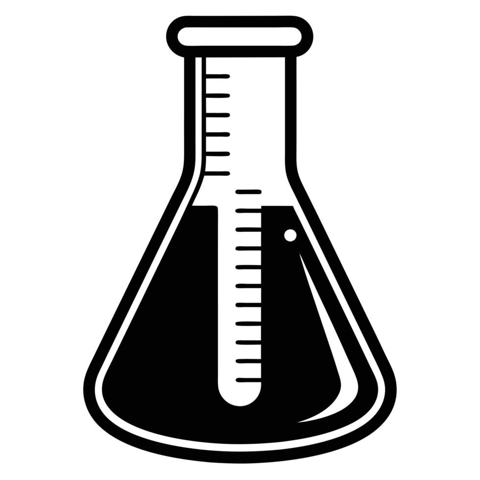 Measuring Flask Icon Silhouette on White Transparent Background vector