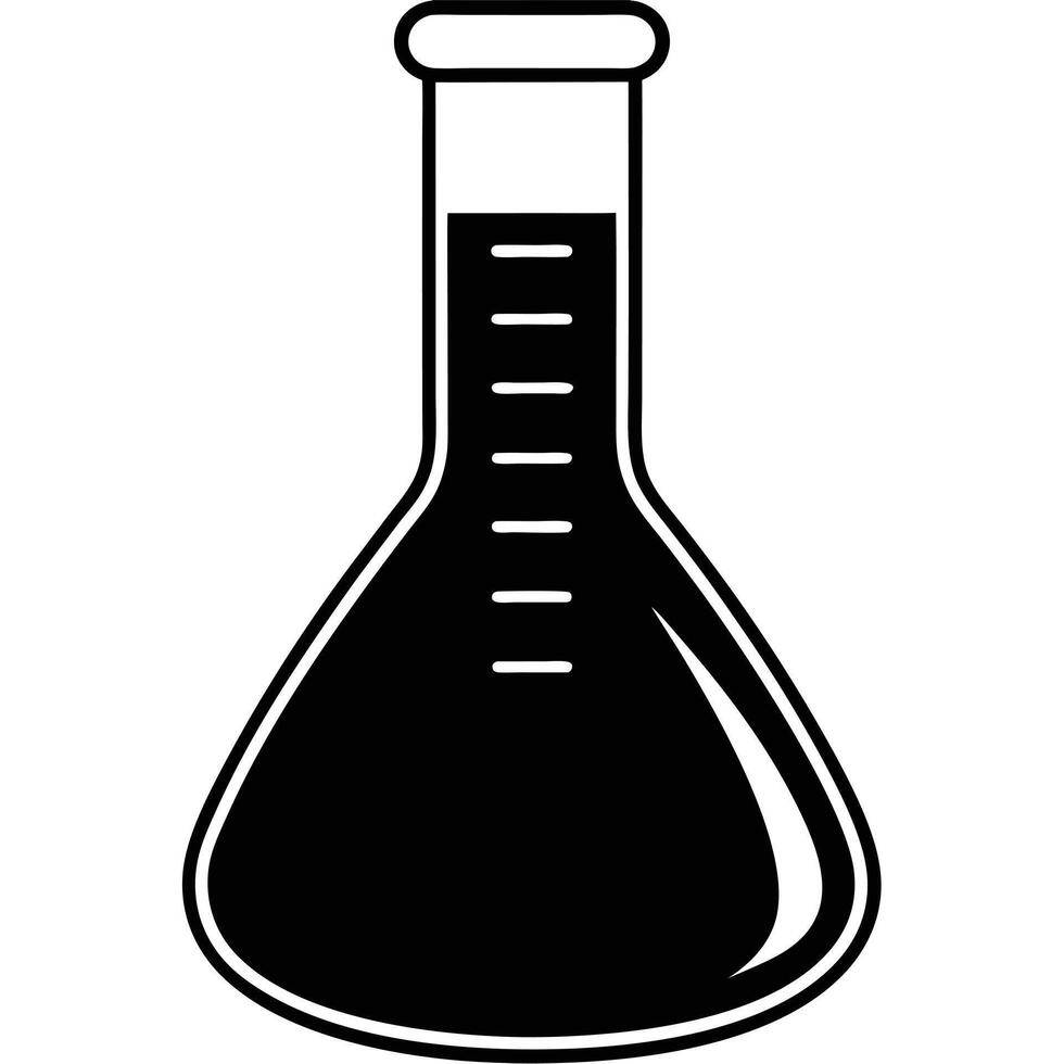 Measuring Flask Icon Silhouette on White Transparent Background vector