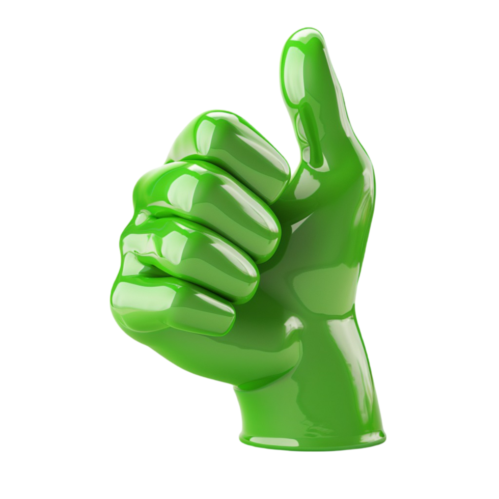 Simplistic Design Of A 3d Green Volumetric Symbol With A Thumb Up For Endorsing Cool Voting on transparent Background Generative-AI png