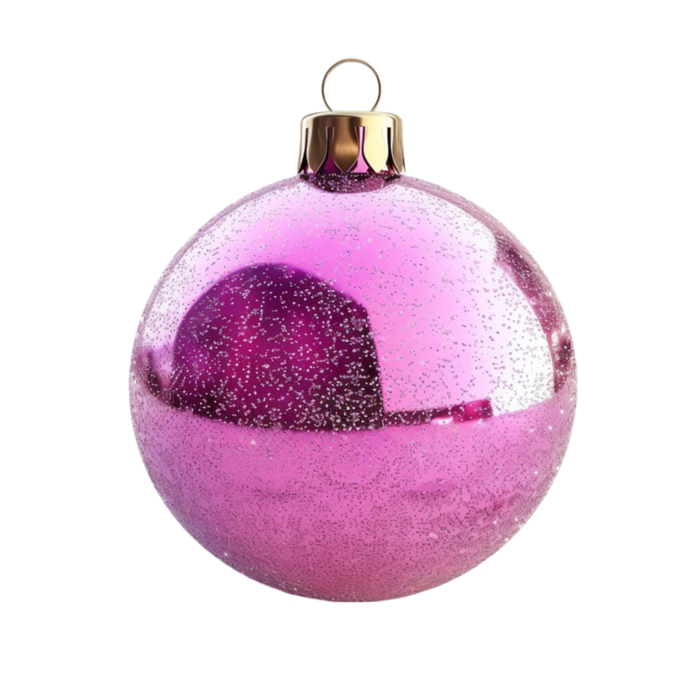 Purple christmas ball with pink and silver sequins isolated on transparent Background Generative-AI png