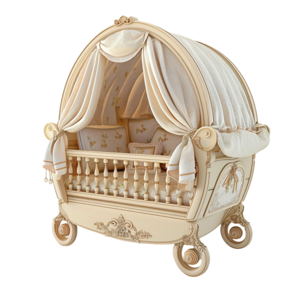 Cradle 3d Rendering Of A Cozy Baby on transparent Background Generative-AI png