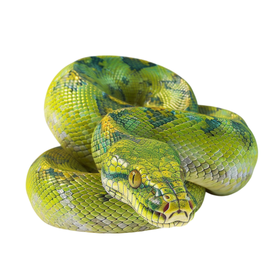 a green snake on transparent Background Generative-AI png