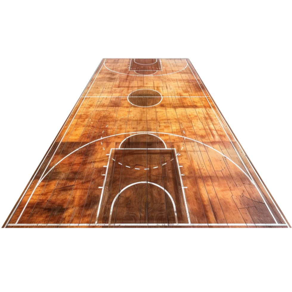 Wood Grain Color Basketball Court Clipart on transparent Background Generative-AI png