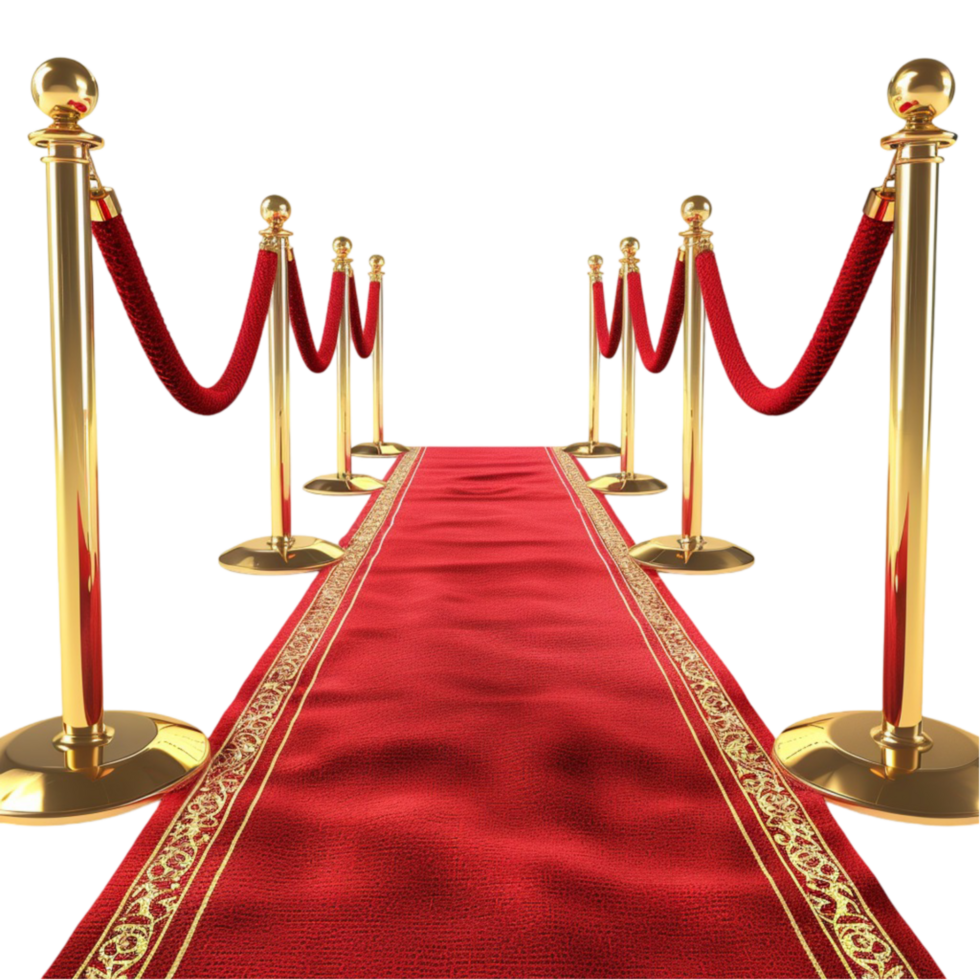 Red carpet, barriers on transparent Background Generative-AI png