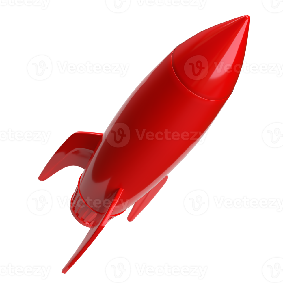 The red rocket image for sci or Business concept 3d rendering. png