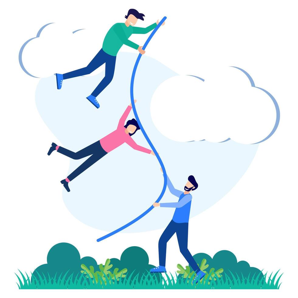 Illustration graphic cartoon character of team work vector