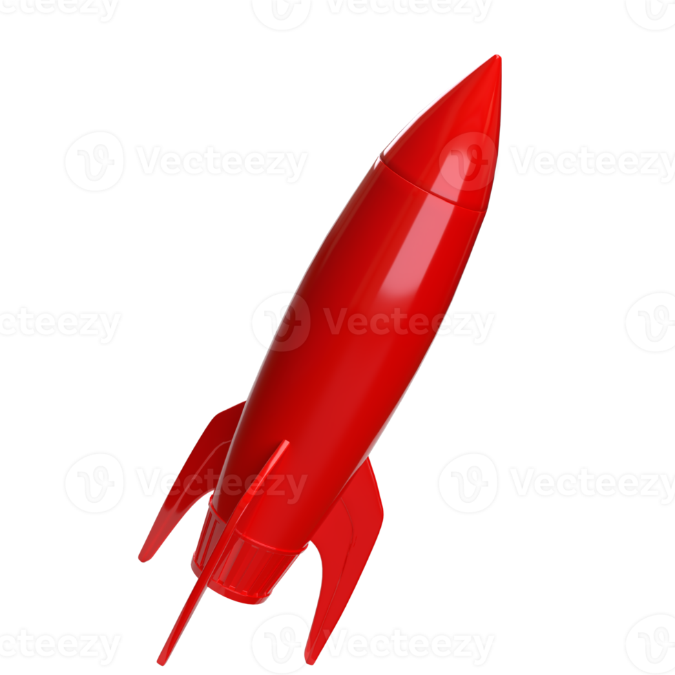 The red rocket image for sci or Business concept 3d rendering. png