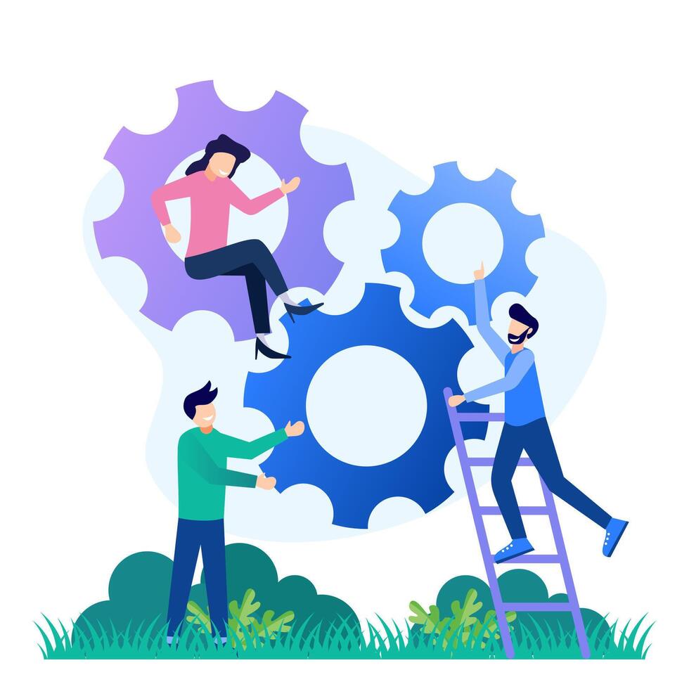 Illustration graphic cartoon character of teamwork vector