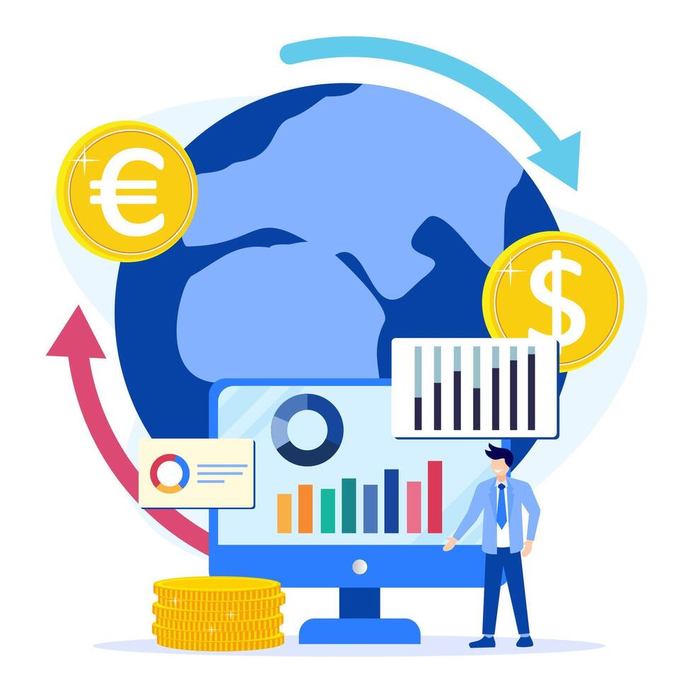 Illustration graphic cartoon character of current exchange vector