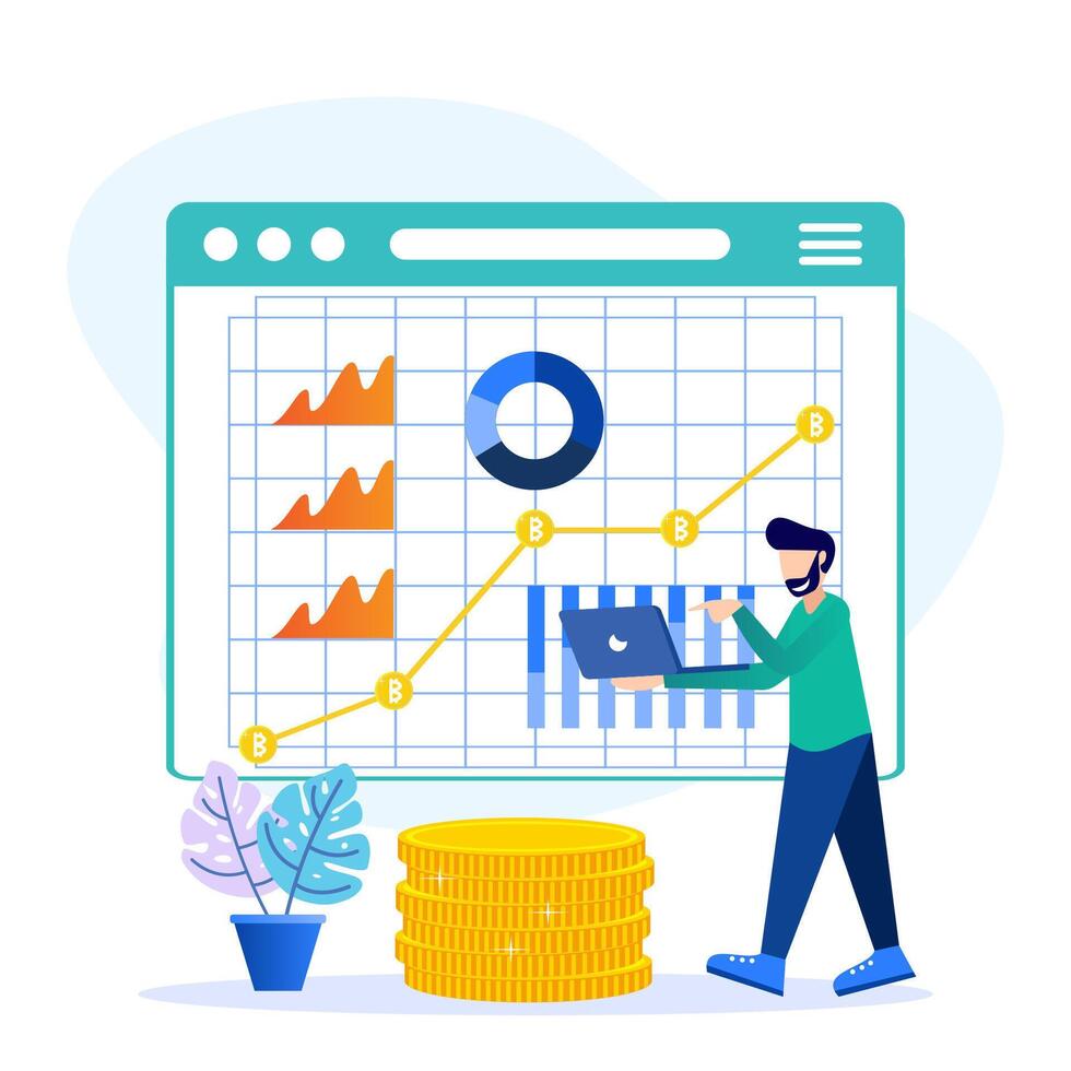 Illustration graphic cartoon character of bitcoin vector