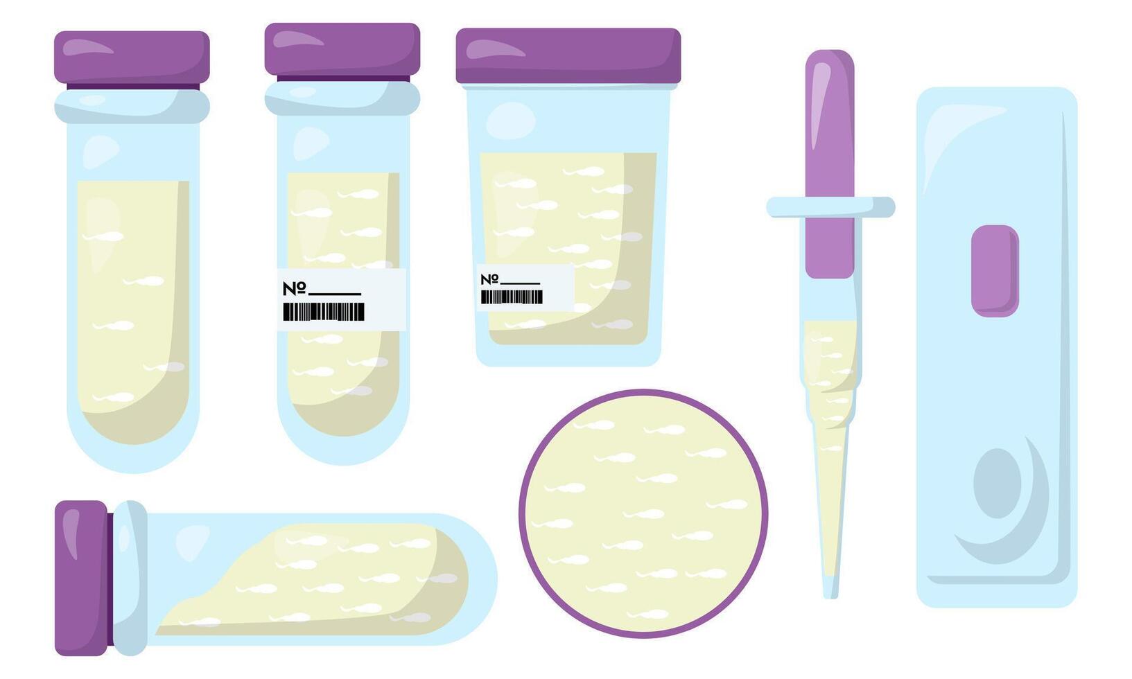 Semen analysis and test tubes, containers and equipment for laboratory research vector