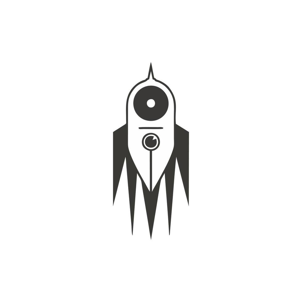 Rocket icon in flat style. Spaceship vector