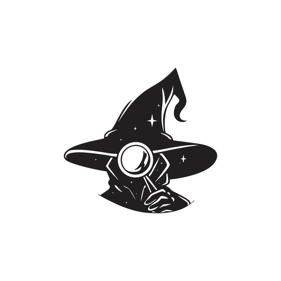 Witch hat icon in black and white style vector