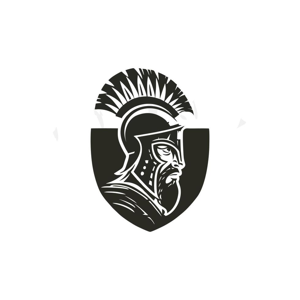 Spartan warrior head with helmet vector