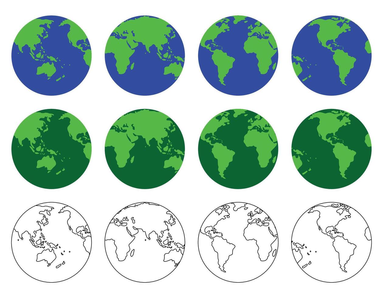 blue, green and stroked earth vector