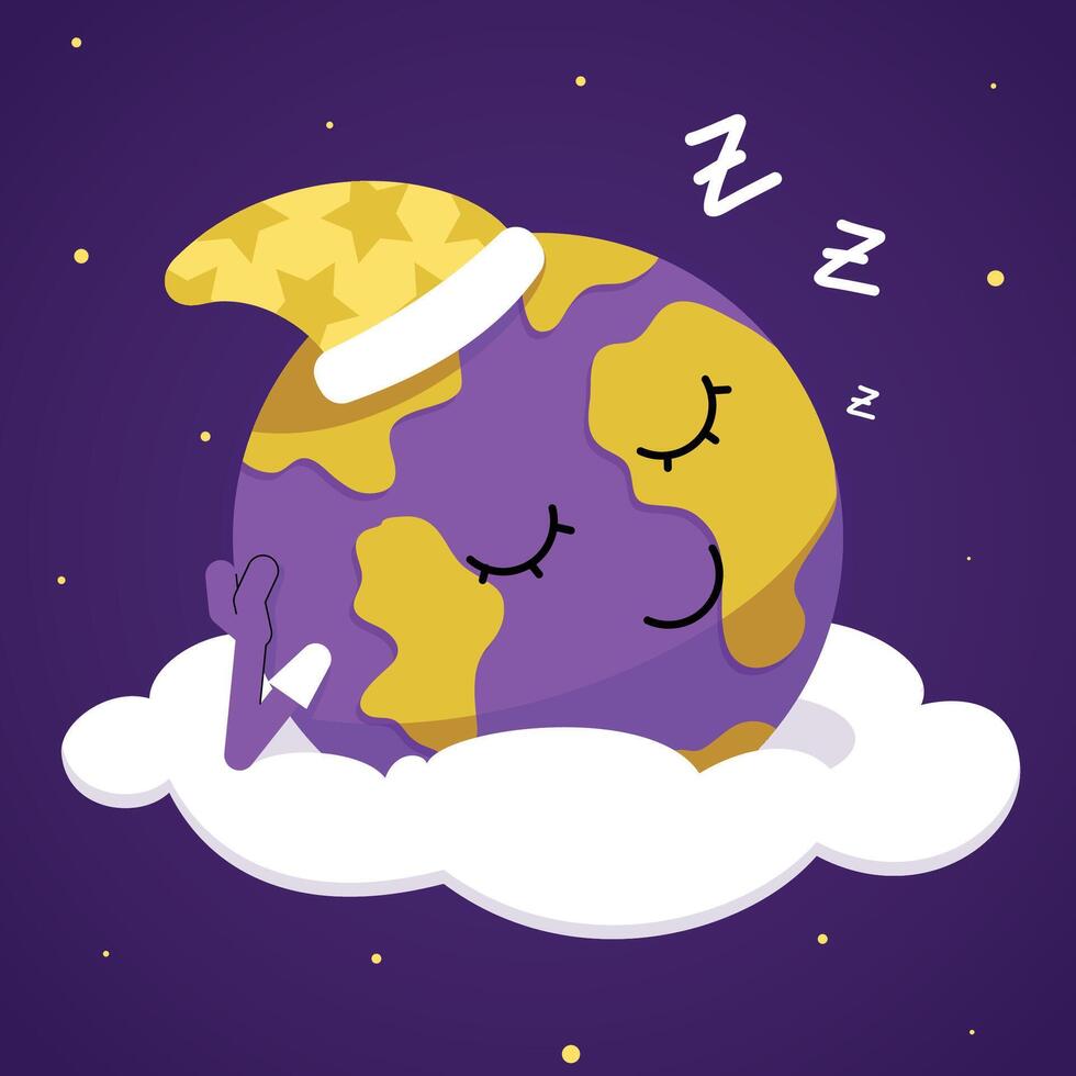 sleeping purple earth above the clouds vector