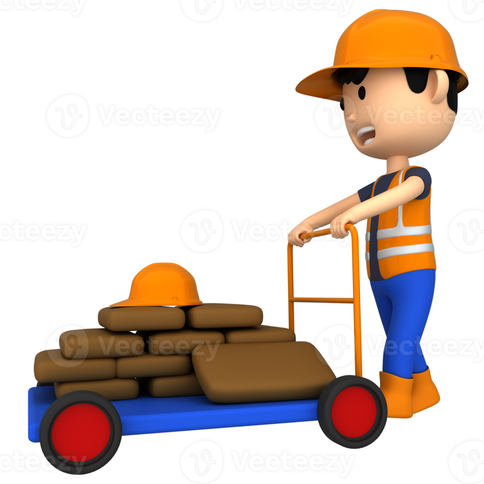 A 3d character icon of construction site worker png