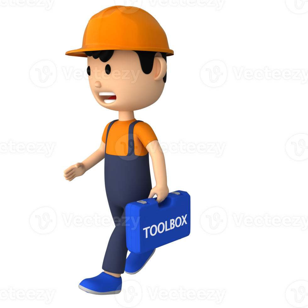 Labour toolbox 3d character icon png