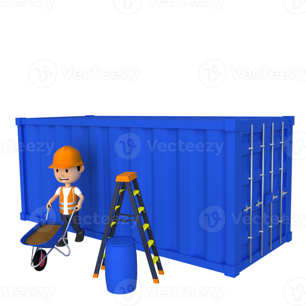 A 3d character icon of building labour png