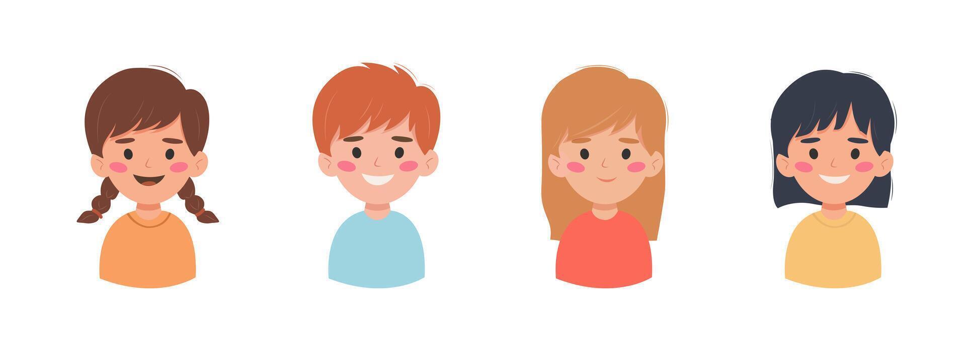 Cute little children with books on color background vector