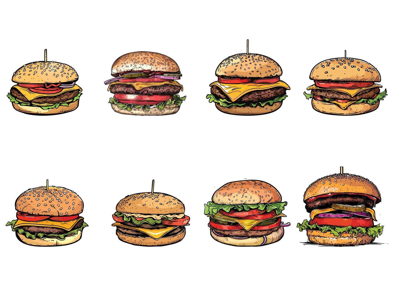 burger illustration isolated on white background. vector