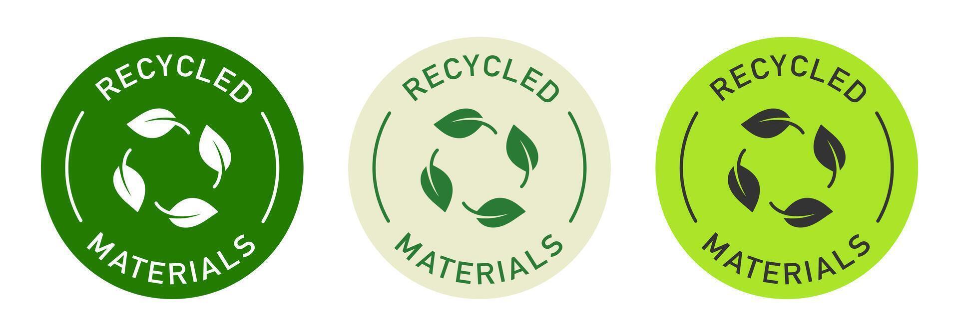Sustainable materials design for packaging. Leaves icon. Recycling color sticker. vector