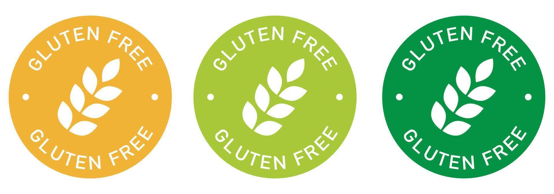 Gluten free label design for packaging. No gluten icon. Food allergens free product color sticker. vector