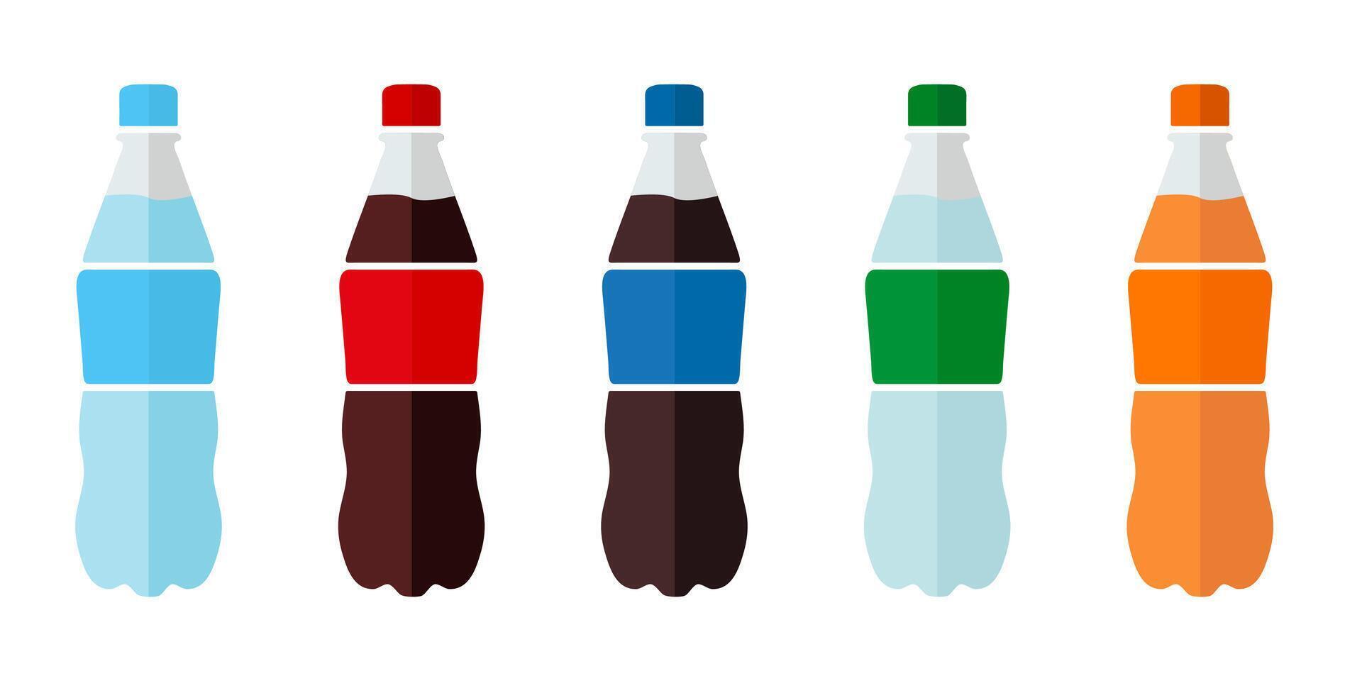 Plastic bottles of water icon. Mineral water illustration. Sweet soda symbol. Fizzy drinks sign. vector