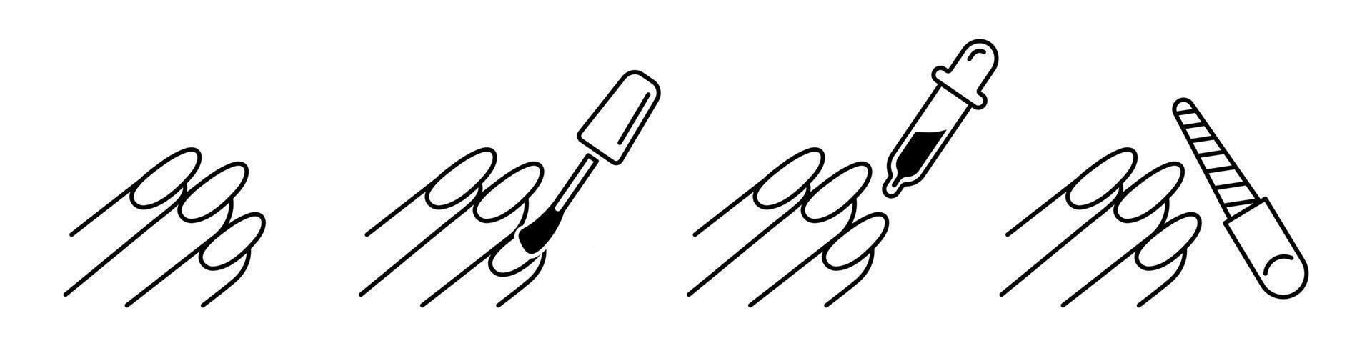 Nail polish icon. Manicure outline illustration. Three fingers with polish brush icon. vector