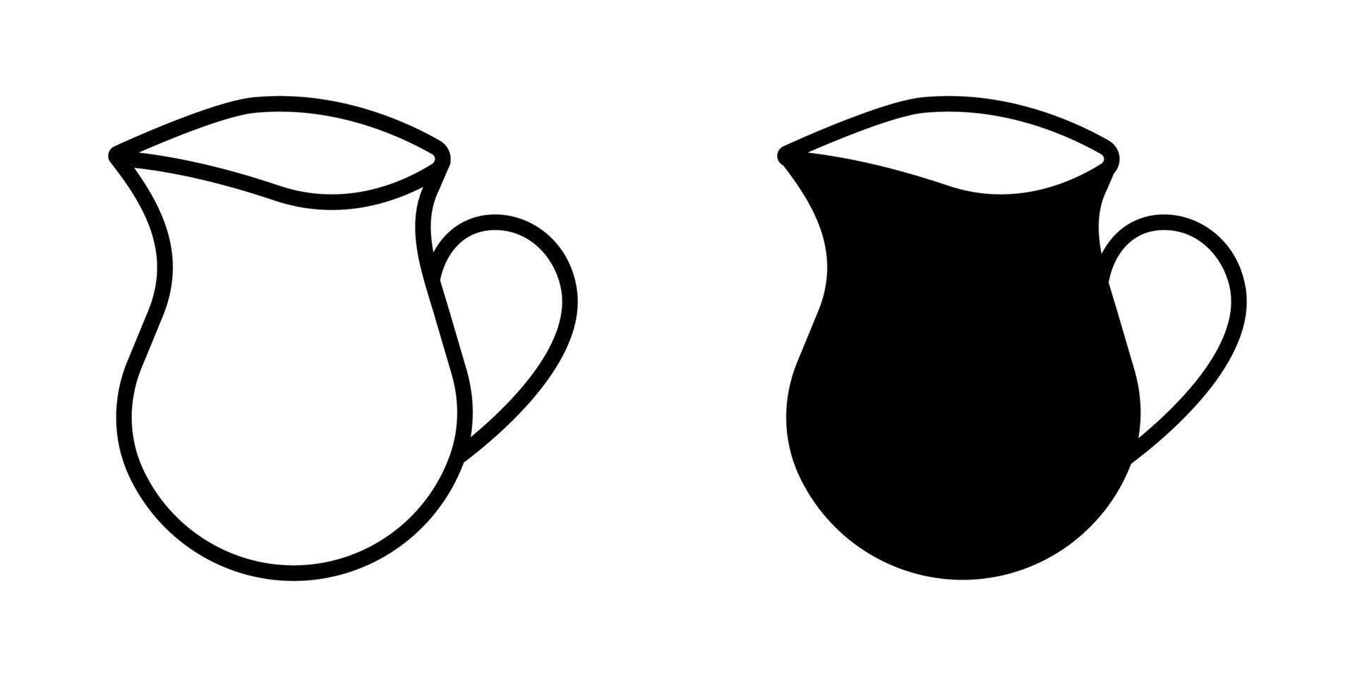 Milk pitcher icon. Milk jug symbol. Juice jar sign. Drink pottery pictogram. Kettle illustration. vector