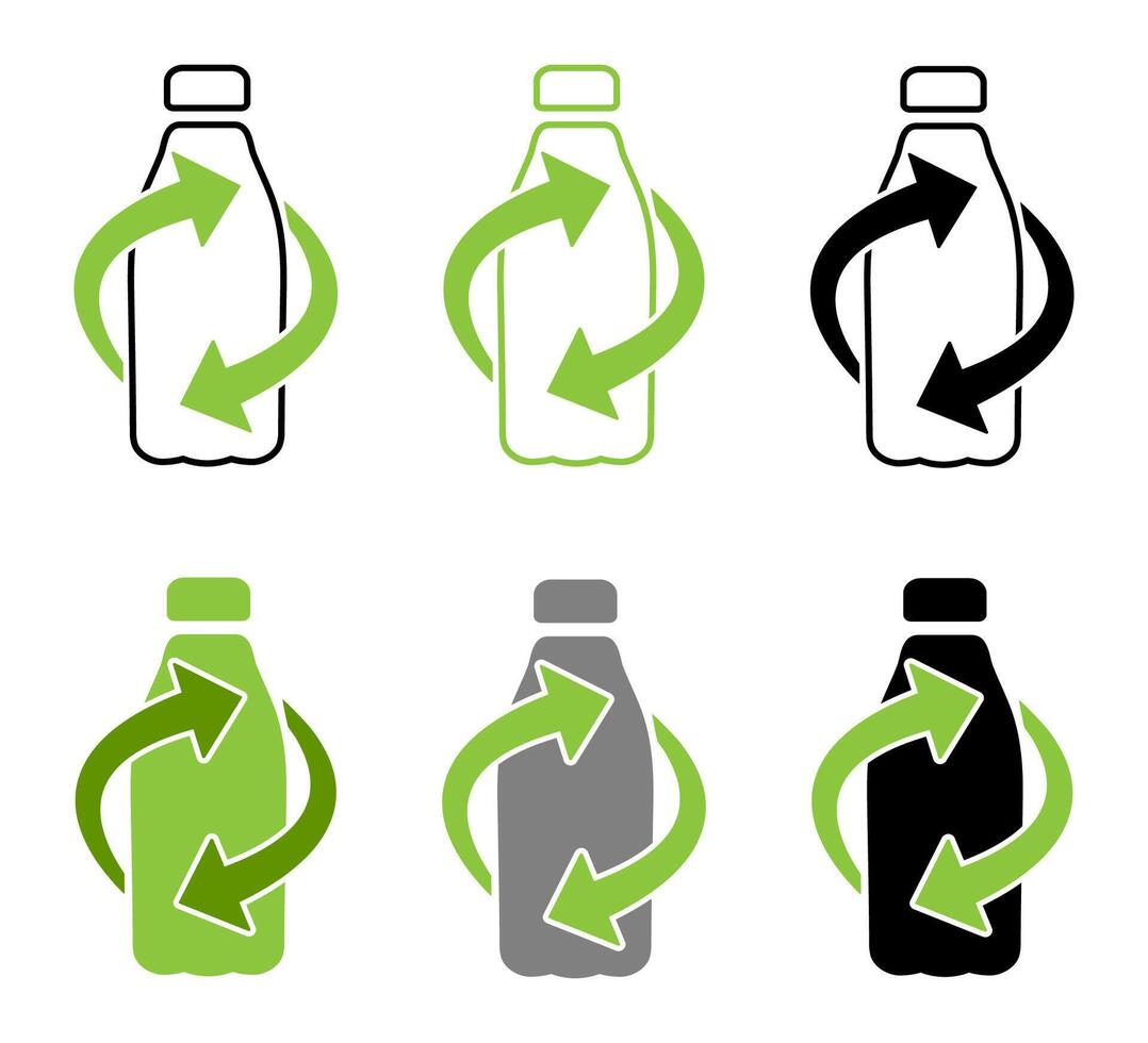 Reuse bottle icon. Recycle plastic symbol. Arrows pet bottle illustration. Recycling sign. vector
