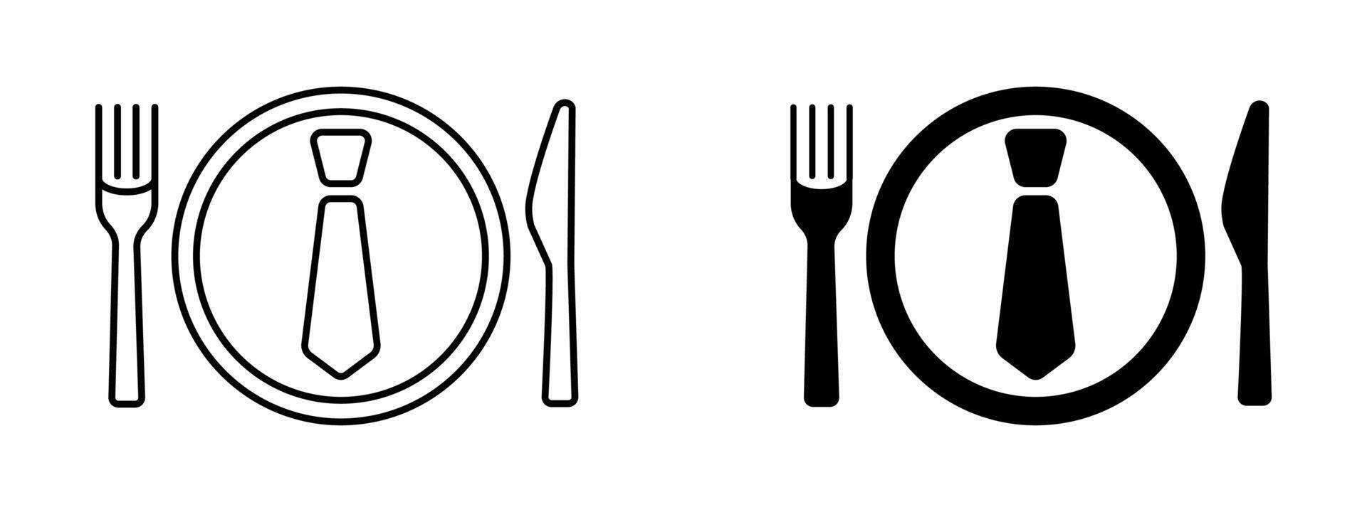 Business lunch symbol. Formal dining icon. Office lunch time symbol. Dinner break sign. vector