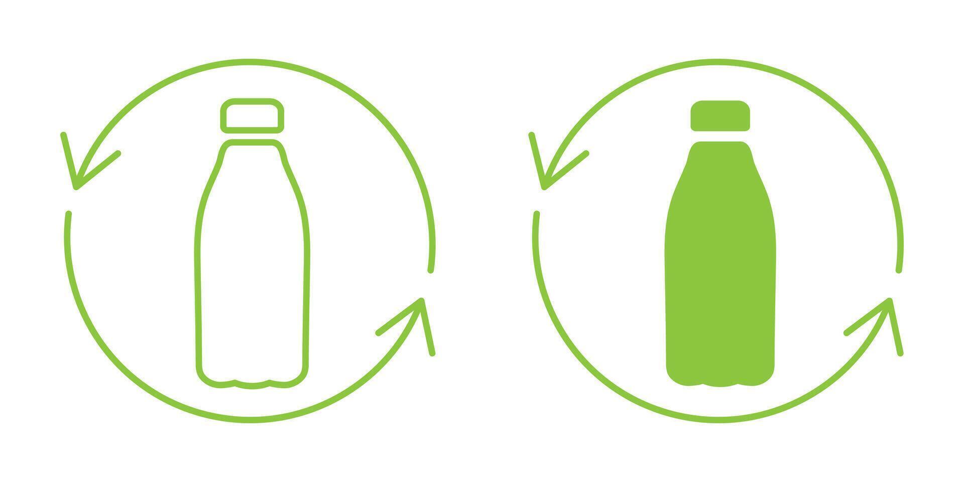 Reuse bottle icon. Recycle plastic symbol. Arrows pet bottle illustration. Recycling sign. vector