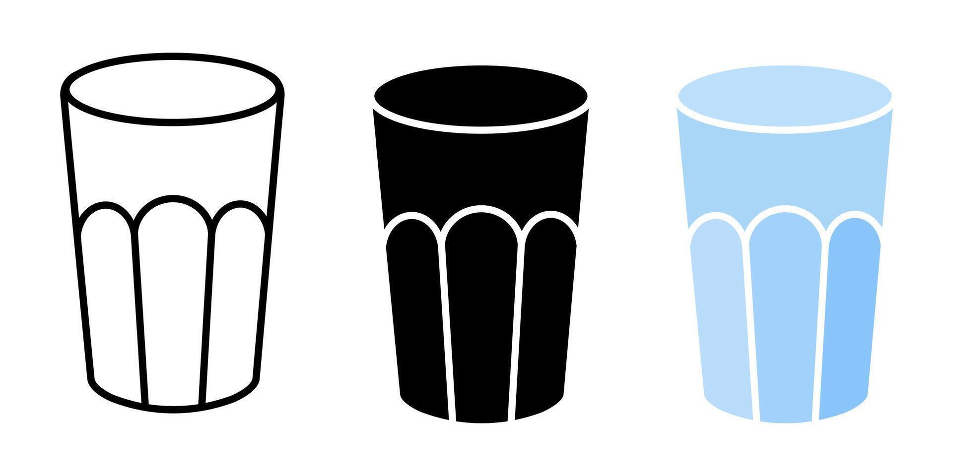 Faceted glass icon. Water glass symbol. Blue drink glass illustration. vector