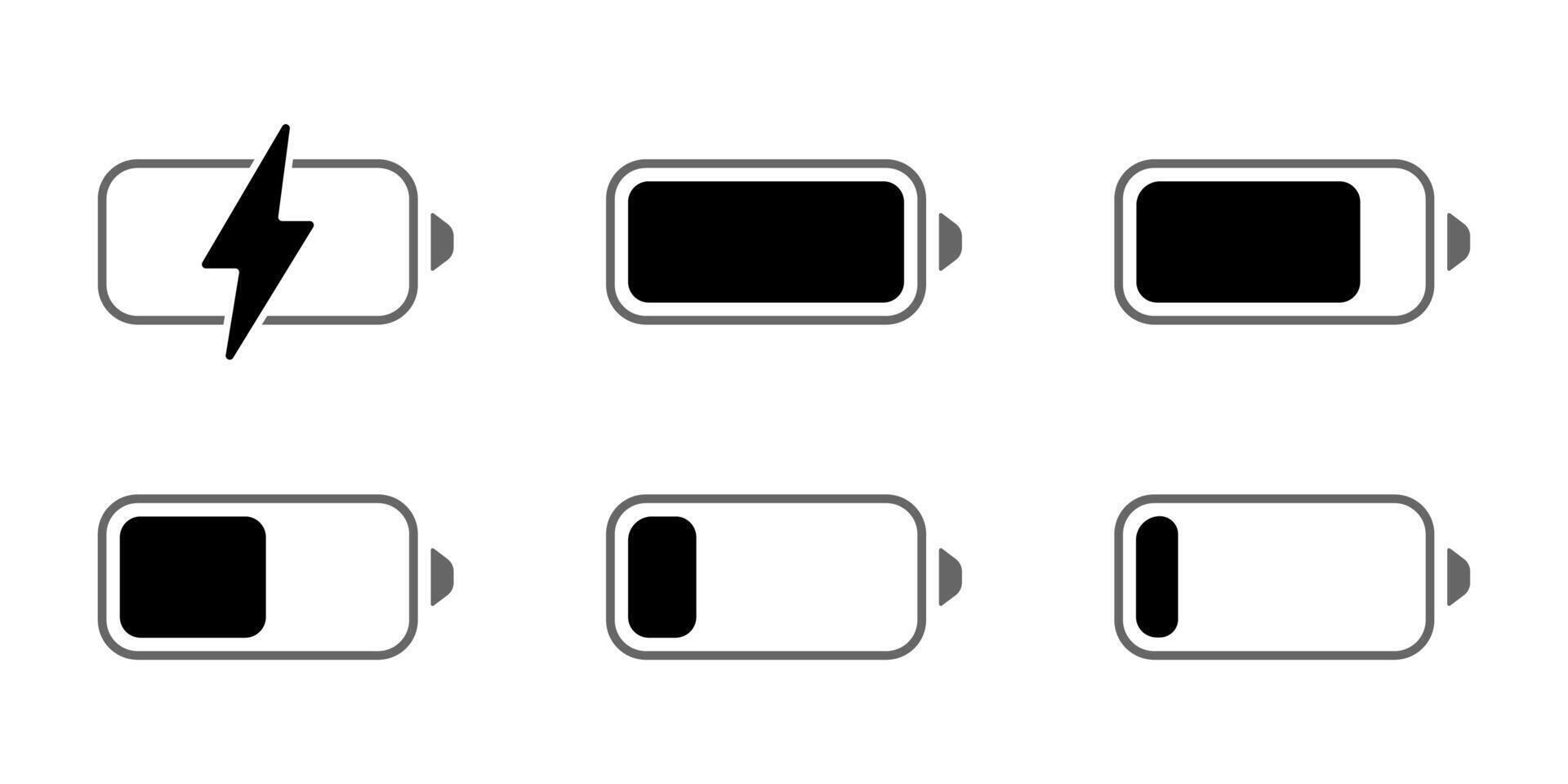 Low battery icon. Phone bar status sign. Charger phases illustration. Full charge symbol. vector
