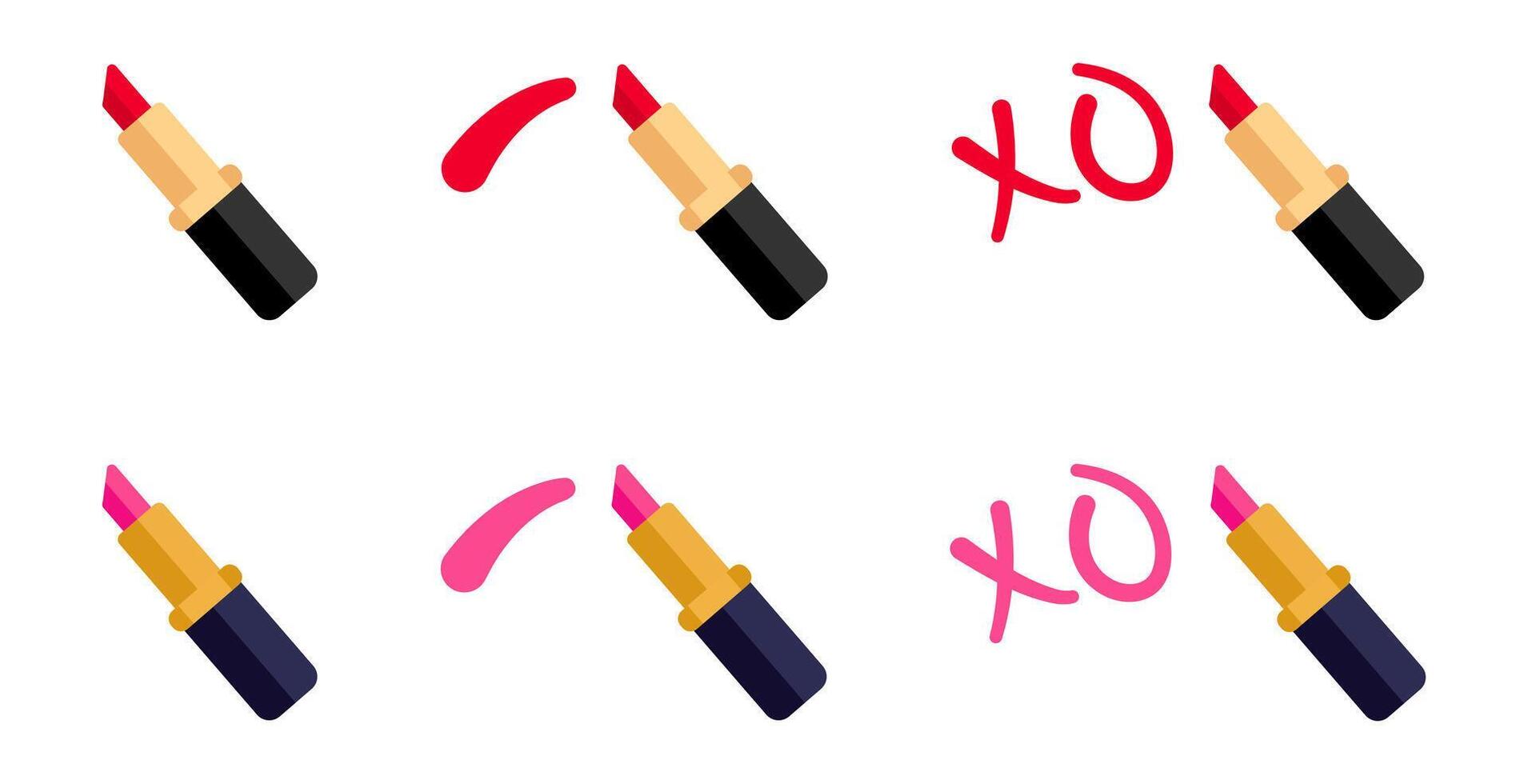 Red lipstick smear flat icon. Pink lipstick smudge cartoon style illustration. Xo sign. Hugs and kisses symbol. vector