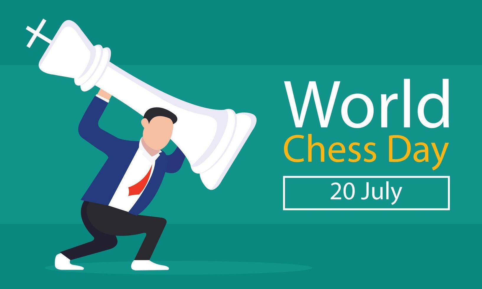 illustration graphic of a man holding a chess, perfect for international day, world chess day, celebrate, greeting card, etc. vector