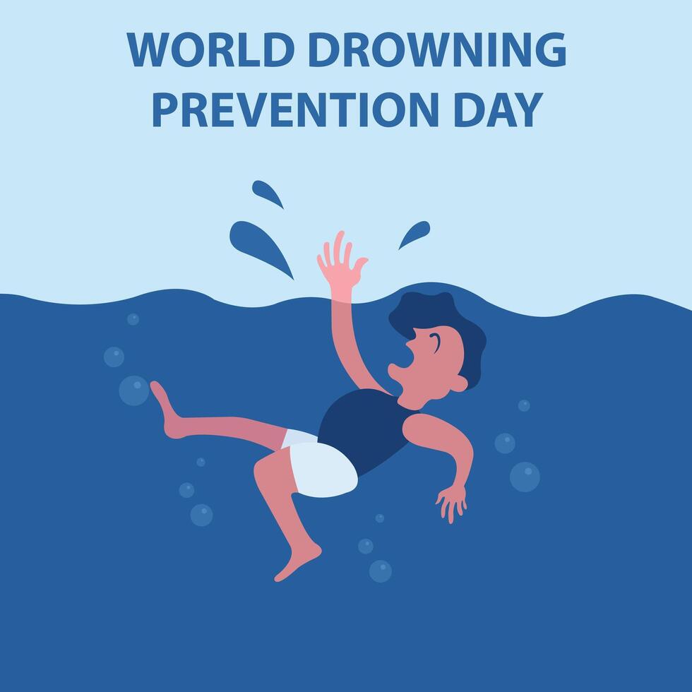 illustration graphic of a child fell and sank into the water, perfect for international day, world drowning prevention day, celebrate, greeting card, etc. vector