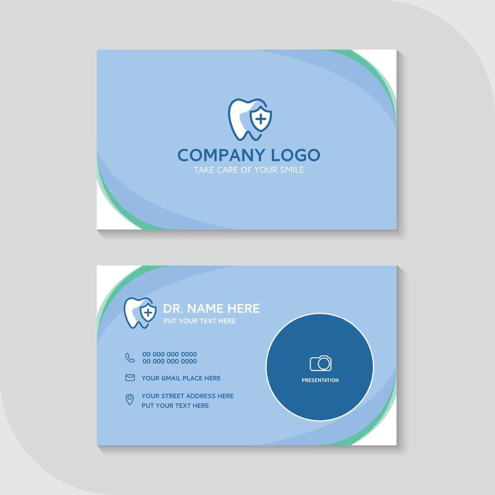 Dental business card template use in presentation for company or clinic. dental health concept. medical health and dentistry concept. design. vector
